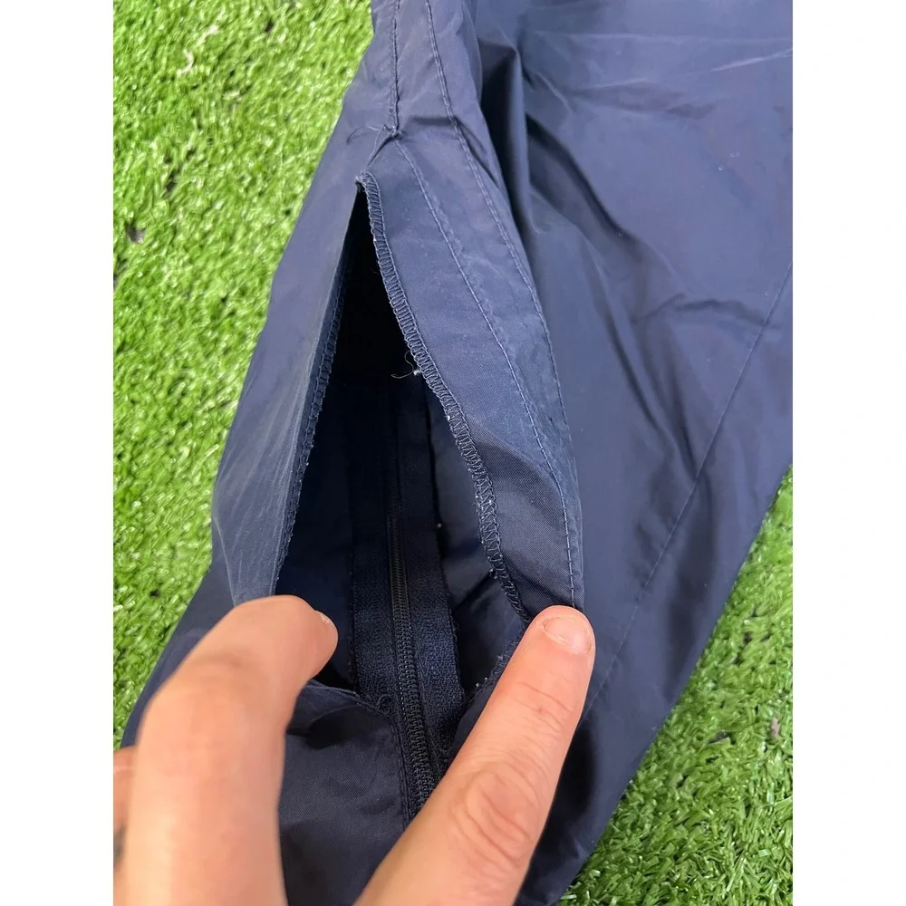 Vintage Nike Baggy Windbreaker Track Pants Mens MD Navy Blue Lined 90s Swoosh